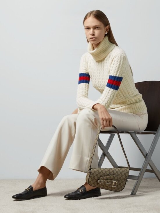 GUCCI SWEATER IVORY WOOL CASHMERE CABLE KNIT TURTLENECK sz M MEDIUM - Picture 5 of 16